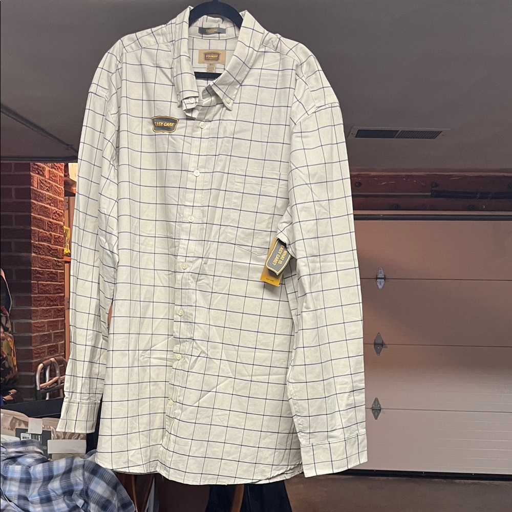 The Foundry Supply Co. Cream and Blue Grid Shirt
